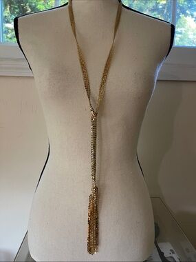Mesh tie tassel necklace